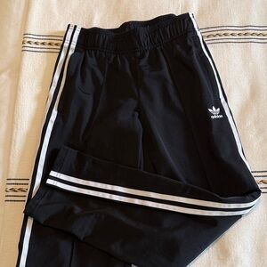 Adidas Kids Black Track Pants with White Stripes